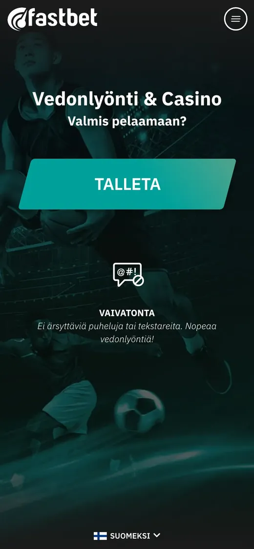 Fastbet – etusivun näkymä puhelimella