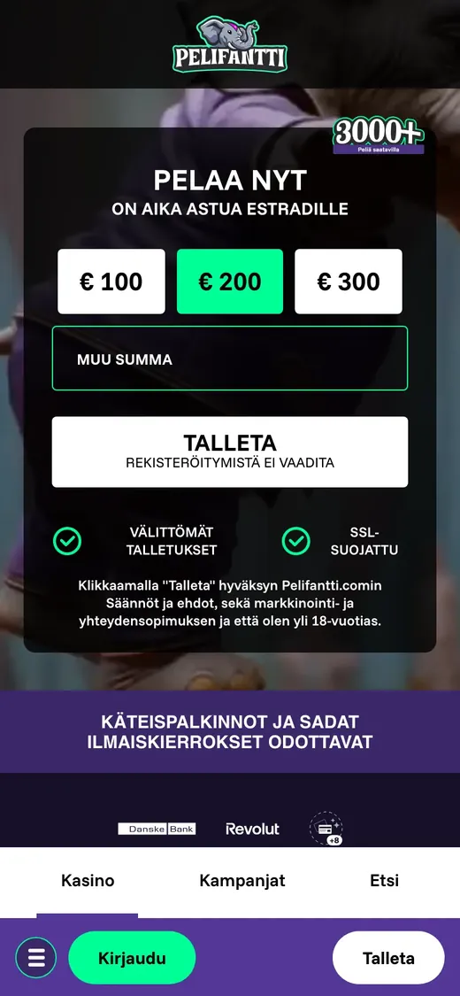 Pelifantti – etusivun näkymä puhelimella