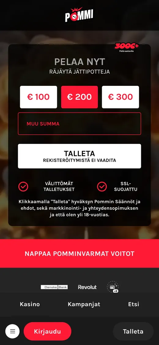 Pommi – etusivun näkymä puhelimella