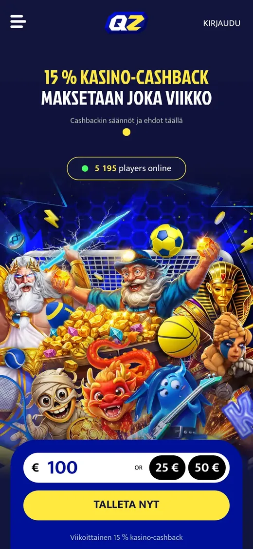 Quickz – etusivun näkymä puhelimella