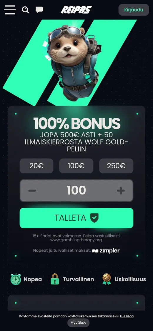 Reipas – etusivun näkymä puhelimella