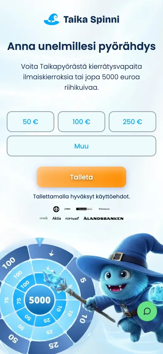 Taika Spinni – etusivun näkymä puhelimella