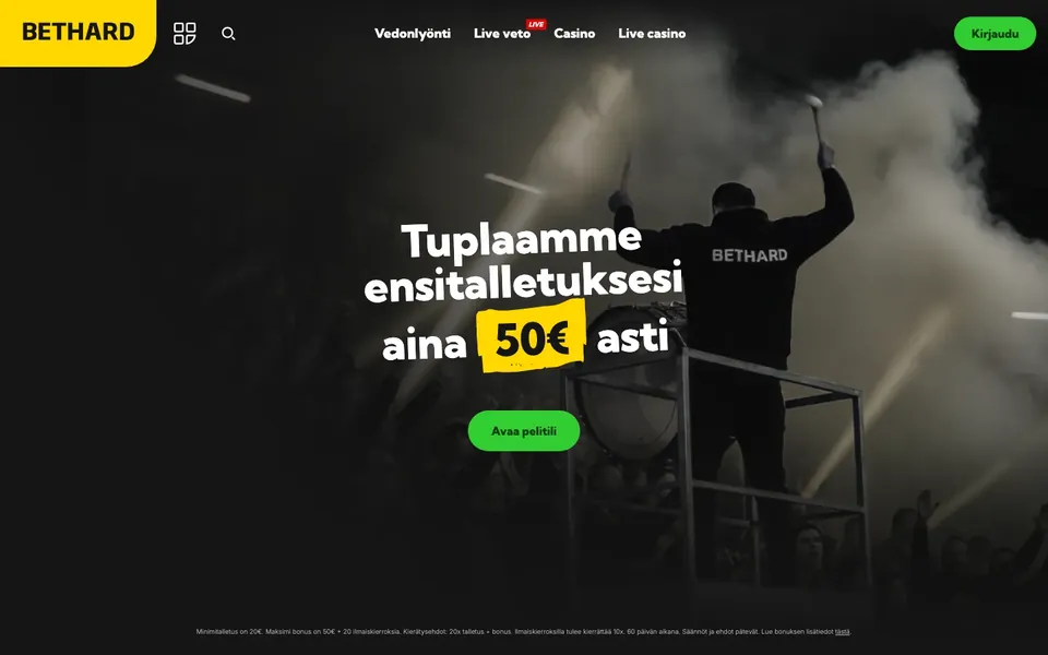 Bethard – etusivun näkymä työpöydällä