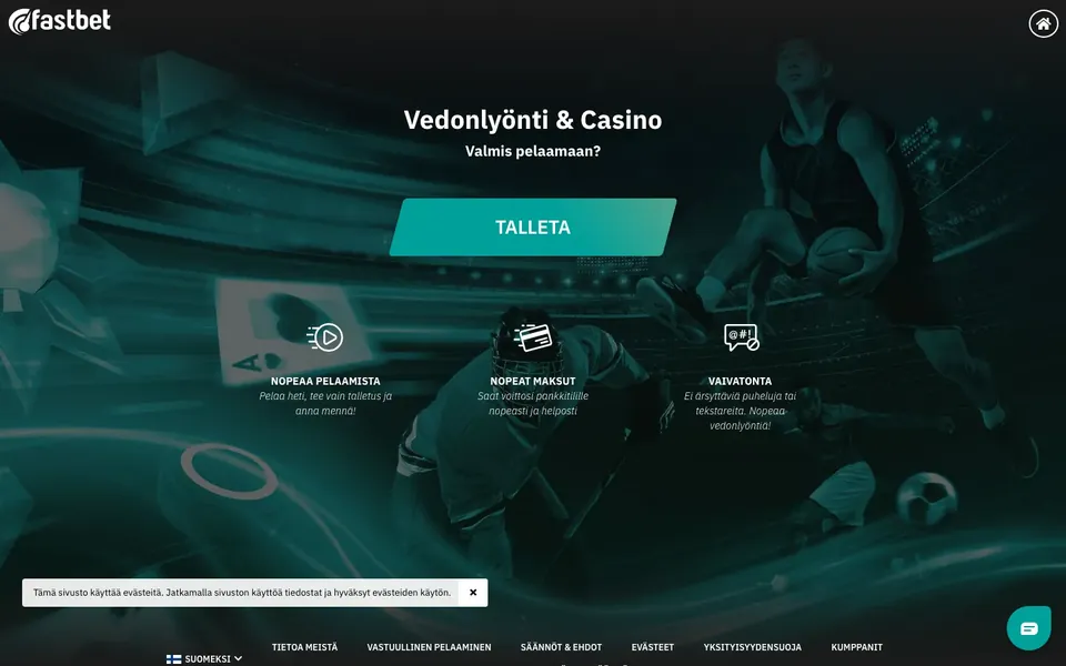 Fastbet – etusivun näkymä työpöydällä