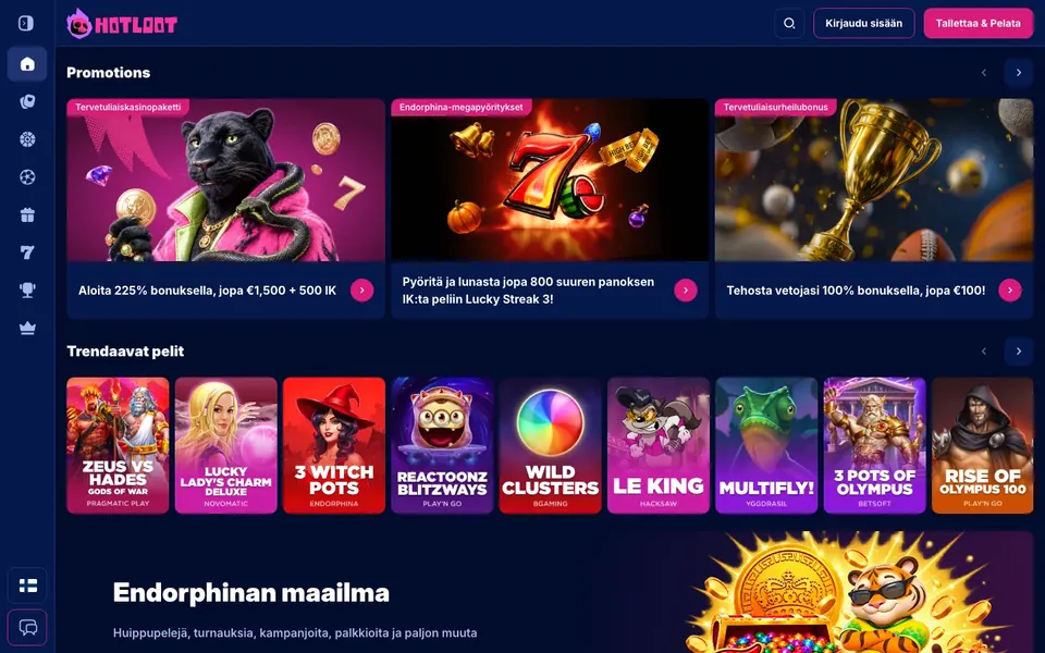 HotLoot – etusivun näkymä työpöydällä