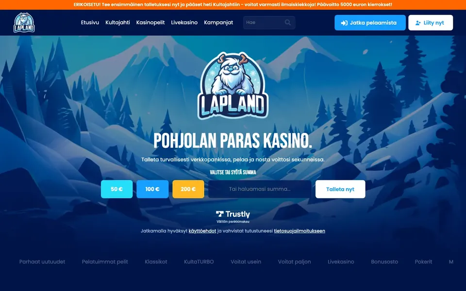 Lapland – etusivun näkymä työpöydällä