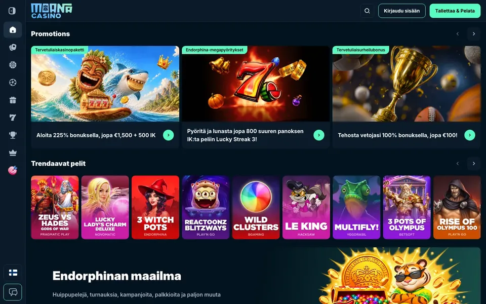 Moana – etusivun näkymä työpöydällä