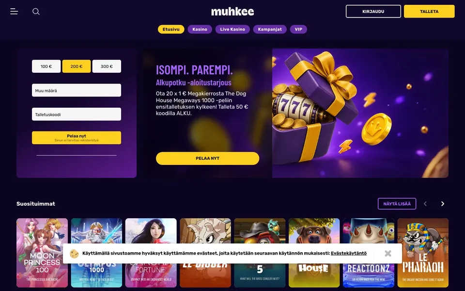 Muhkee – etusivun näkymä työpöydällä