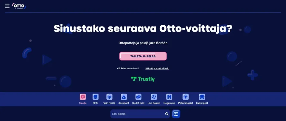 Otto Kasino – etusivun näkymä työpöydällä