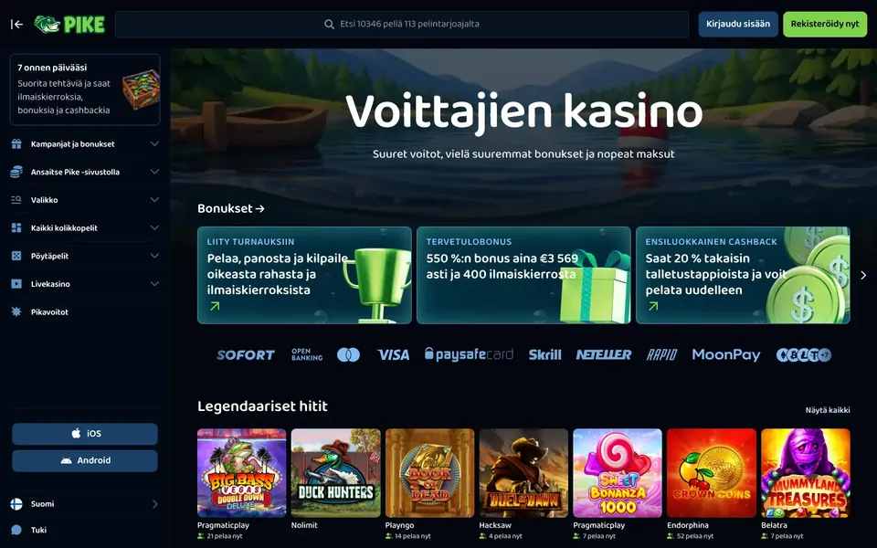 Pike – etusivun näkymä työpöydällä