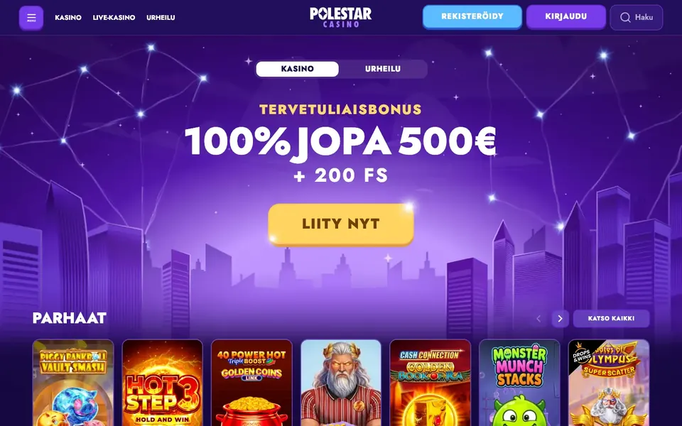 PoleStar – etusivun näkymä työpöydällä
