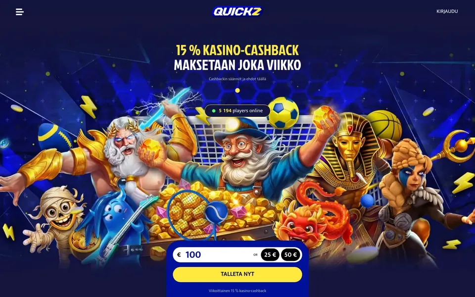 Quickz – etusivun näkymä työpöydällä