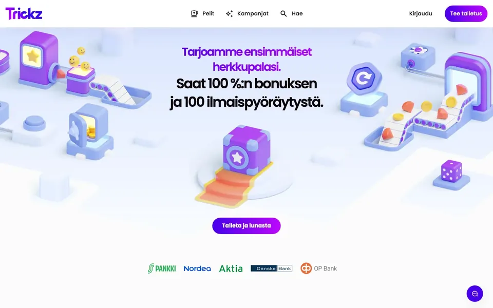 Trickz – etusivun näkymä työpöydällä