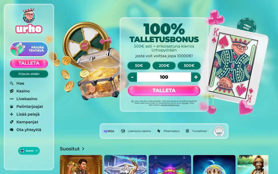 Urho – etusivun näkymä työpöydällä