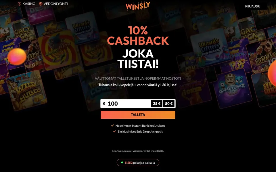 Winsly – etusivun näkymä työpöydällä
