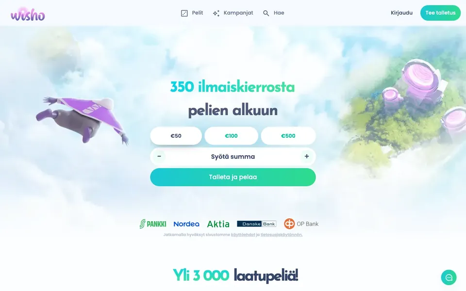 Wisho – etusivun näkymä työpöydällä