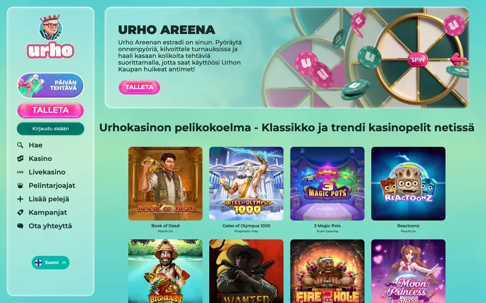 Urho – pelivalikoiman näkymä työpöydällä