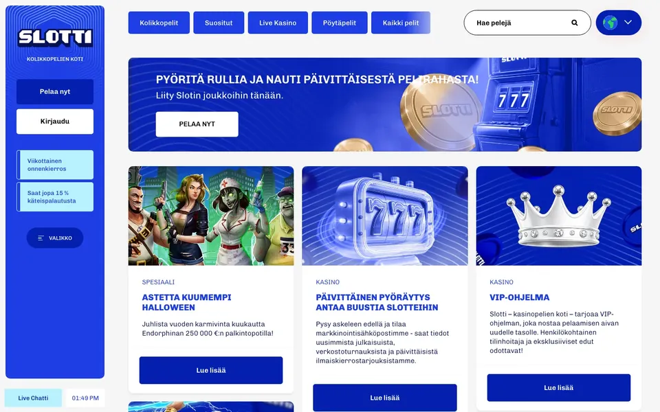 Slotti Casino – kampanjasivun näkymä työpöydällä