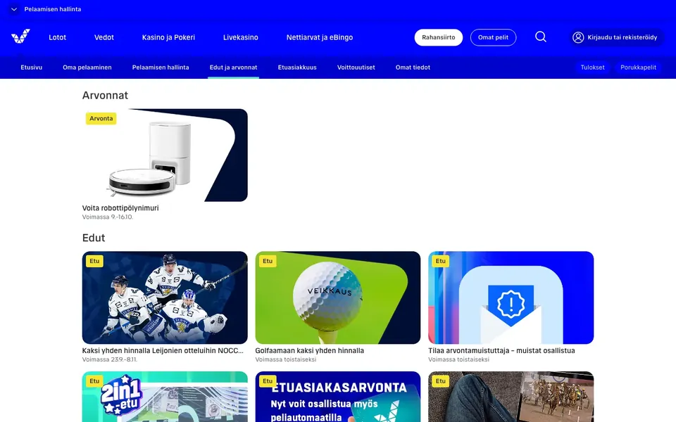 Veikkaus – kampanjasivun näkymä työpöydällä